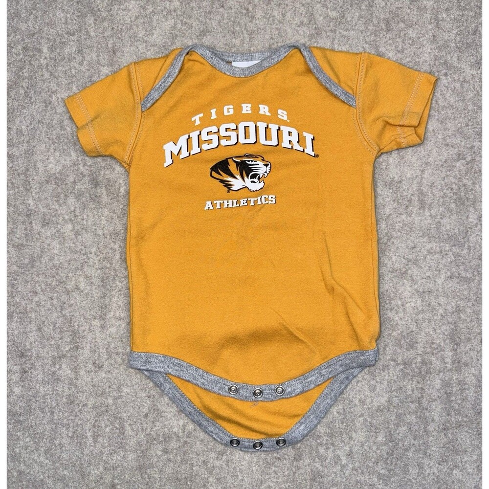 Missouri Tigers Short Sleeve One Piece Snaps Gold Size 12 Months NCAA